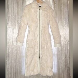 bebe Genuine Fur & Leather Coat Size Small